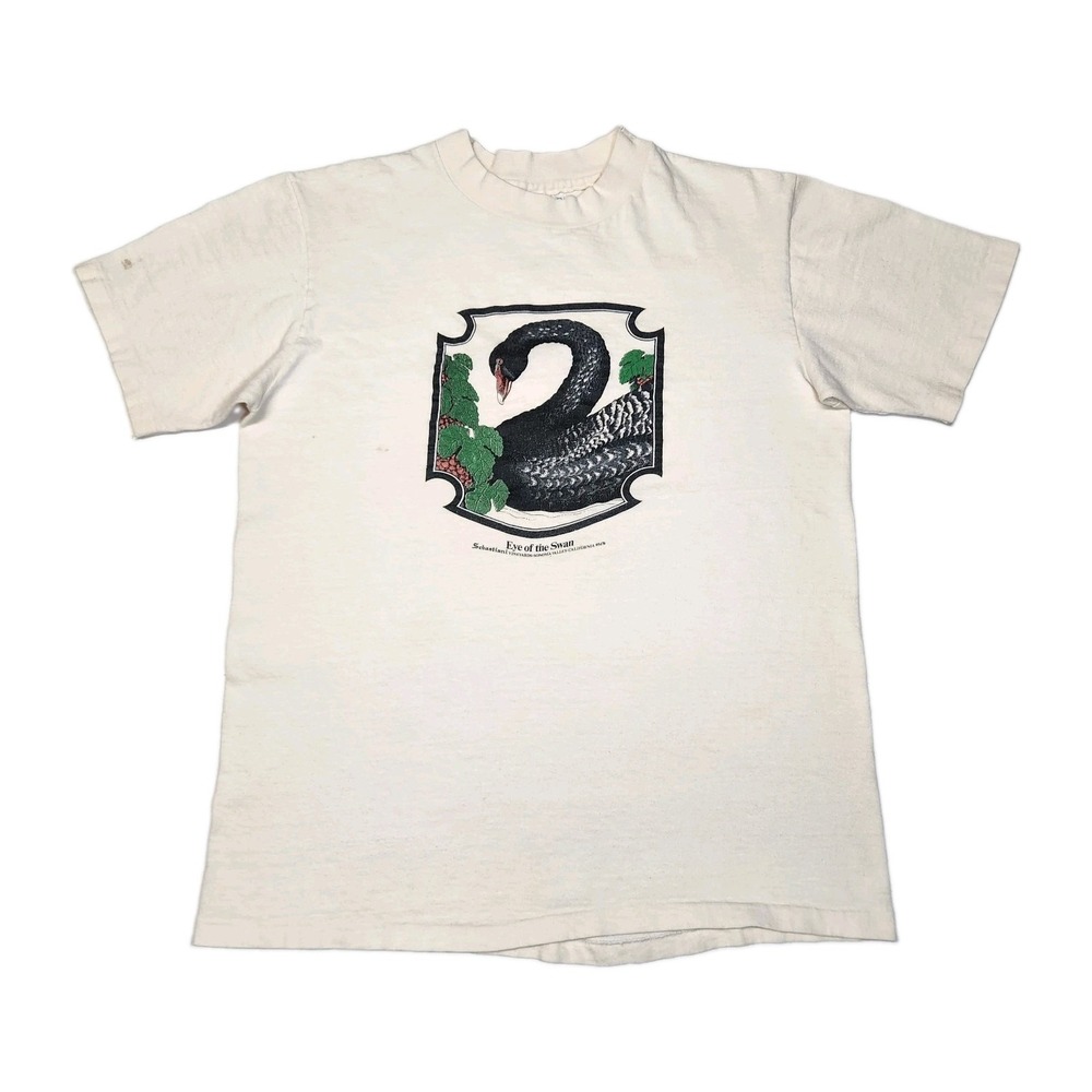 Vintage 80s Sebastiani Eye of the Swan T Shirt Single Stitch Wine Winery USA M